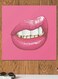Lips Themed Wall Art Pink/White/Gold 30x30cm