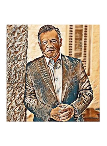 King Abdullah Of Jordan MDF Wall Art Painting Black/Yellow 30 x 5 x 30cm