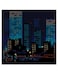 Pixel Art City Themed Wall Art Blue/Black/Yellow 30x30cm