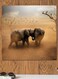 Elephant Themed Printed MDF Wall Art Beige/Gray/Black 30x30cm