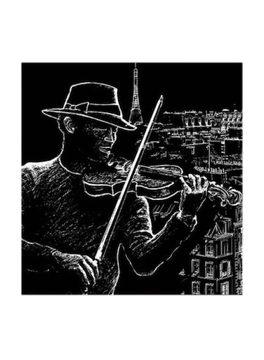 Violin Player at Night MDF Wall Art Multicolour 30x30cm