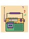 Radio Themed Wall Art Yellow/Green/Beige 30x30cm