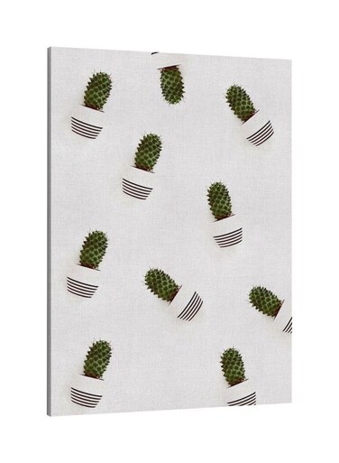 Printed Framed Canvas Wall Art White/Green 60x80centimeter