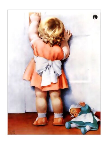 Child Printed Decorative Wall Art Plate White/Orange/Brown 15x20cm