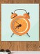 Alarm Clock Themed Wall Art Blue/Orange/Black 30x30cm