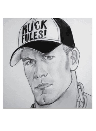 John Cena Themed Wall Art Grey/Black 30x30cm