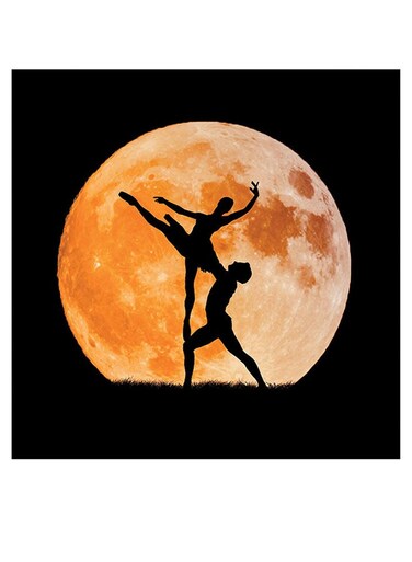 Dancing Themed Printed MDF Wall Art Black/Orange/White 30x30cm