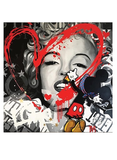 Marilyn Monroe Themed Wall Art Grey/Black/Red 30x30cm