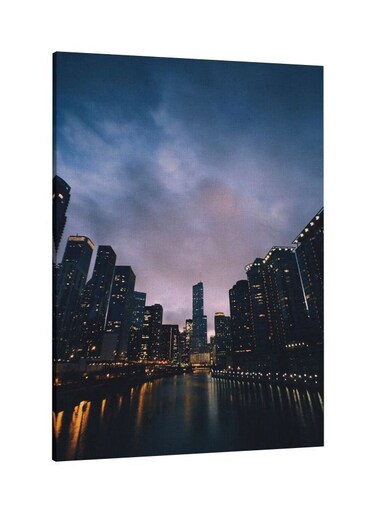Decorative Printed Framed Canvas Wall Art Blue/Yellow/Purple 60 x 80centimeter