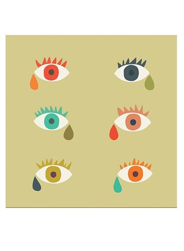 Colored Eyes Themed Wall Art Beige/Red/Blue 30x30cm