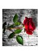 Red Flower MDF Wall Art Red/Green/Silver 30x30cm