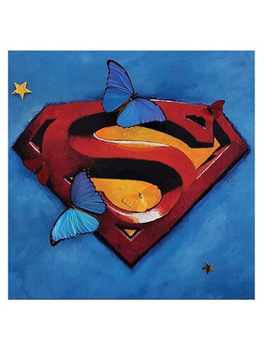 Superman Logo Themed Wall Art Blue/Red/Yellow 30x30cm