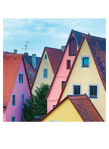 Rothenburg - Germany Themed Wall Art Pink/Purple/Beige 30x30cm