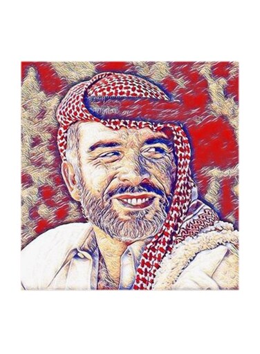 King Hussein of Jordan MDF Wall Art Multicolour 30x30cm