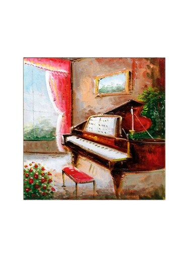 Abstract Drawing Piano MDF Wall Art Multicolour 30x30cm
