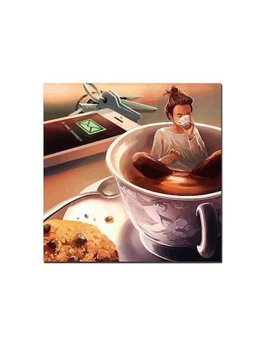 Coffee Lover Wall Art Painting Multicolour 30 x 30centimeter