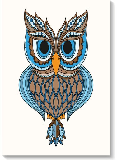 Owl Printed Wall Art Beige/Brown/Blue 40x60cm