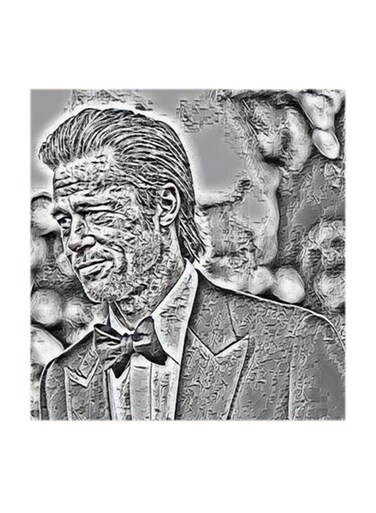Brad Pitt MDF Wall Art Multicolour 30x30cm