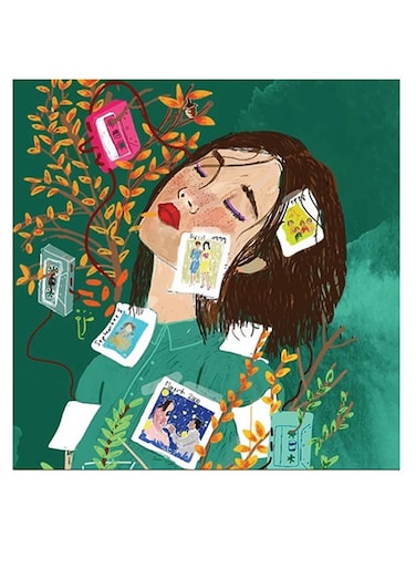 Woman Themed Wall Art Green/Brown/White 30x30cm