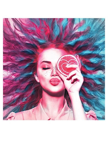 Woman Themed Wall Art Pink/Blue/Beige 30x30cm