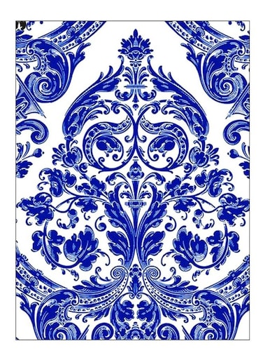 Printed Decorative Wall Art Plate Blue/White 20cm