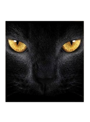 Cat Themed Printed MDF Wall Art Black/Yellow 30x0.5x30cm