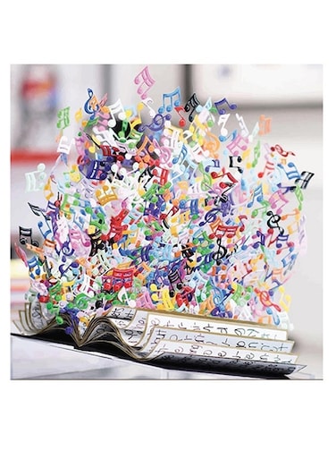 Musical Notes Themed Wall Art White/Blue/Green 30x30cm