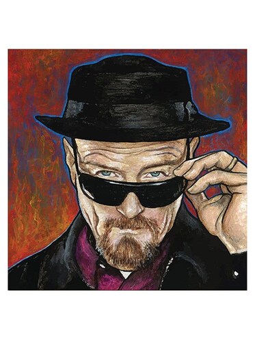 Walter White Breaking Bad Series Themed Wall Art Beige/Black/Purple 30x30cm
