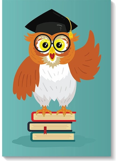 Owl Printed Wall Art Green/White/Brown 40x60cm