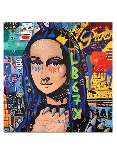 Pop Art Mona Lisa Themed Wall Art Blue/Beige/Yellow 30x30cm