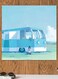 Bus Themed Wall Art Blue/Green/White 30x30cm