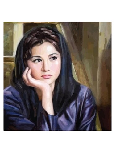 Faten Hamama Themed Wall Art Purple/Beige/Brown 30x30cm