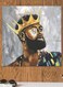 King Themed Wall Art Brown/Grey/Black 30x30cm