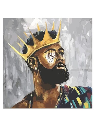 King Themed Wall Art Brown/Grey/Black 30x30cm