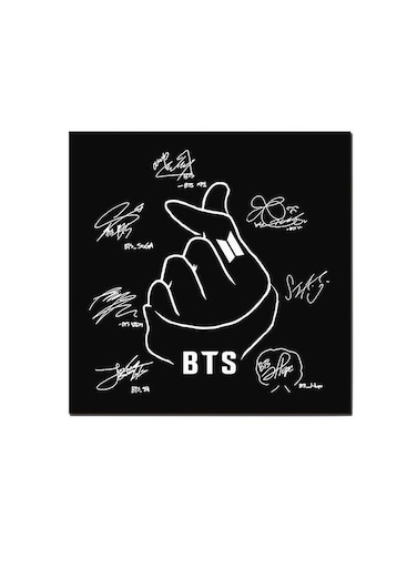 BTS Squad's Signatures Wall Art Painting Black/White 30 x 30centimeter