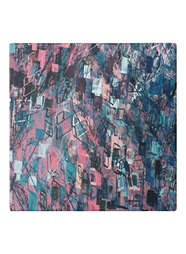 Colourful Themed Decorative Wall Art Canvas Painting With Frame Blue/Pink/Black 50x50cm