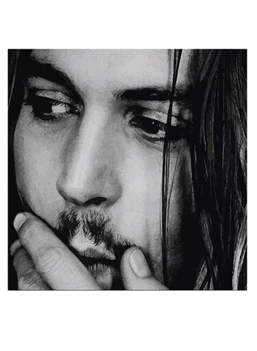 Johnny Depp Printed Wall Art Grey/Black 30x30cm