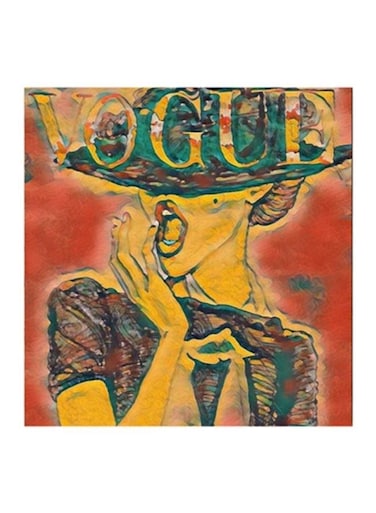 Vogue Fashion And Lifestyle MDF Wall Art Red/Yellow/Brown 30x30centimeter