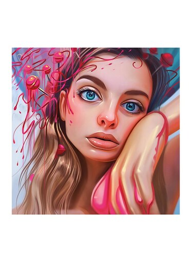 The Woman Digital Acrylic Colours MDF Wall Art Multicolour 30 X 30cm
