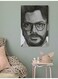The Professor La Casa De Papel Themed Wall Art Painting Grey/White 40x60cm
