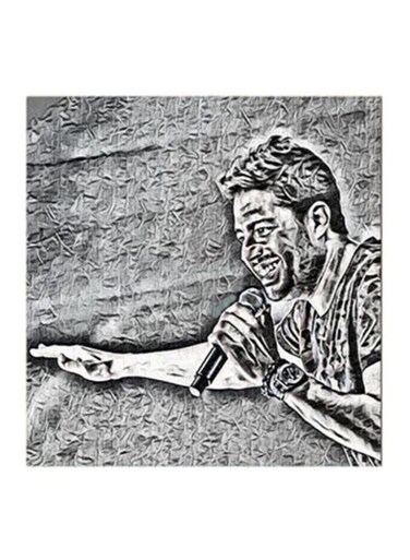 Mohamed Hamaki MDF Wall Art Painting Black/White 30x30cm