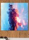 Battlefield Themed Printed MDF Wall Art Blue/Orange/Yellow 30x30cm