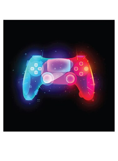 PlayStation Controller Themed Wall Art Black/Blue/Pink 30x30cm