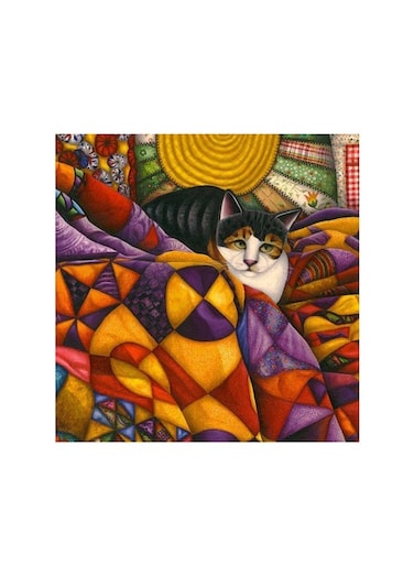 Cat In Quilts Mdf Wall Art Multicolour 30x30centimeter
