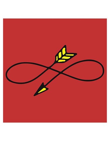 Infinity Themed Printed MDF Wall Art Red/Yellow/Black 30x30cm