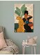 Woman And Leopard Abstract Wall Art Multicolour 40x60cm