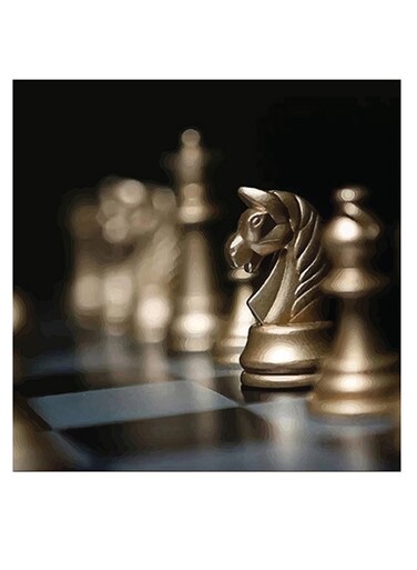 Chess Themed Wall Art Black/Gold 30x30cm