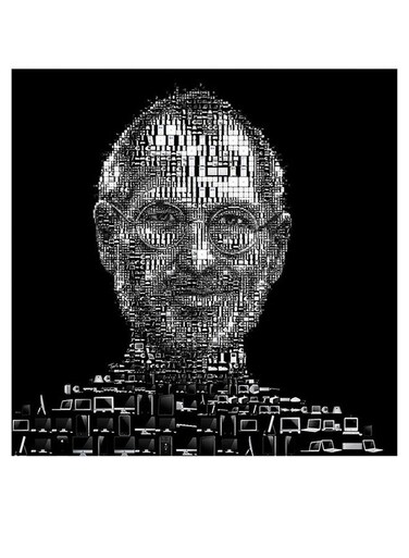 Steve Jobs Themed Printed MDF Wall Art Black/White 30x30cm