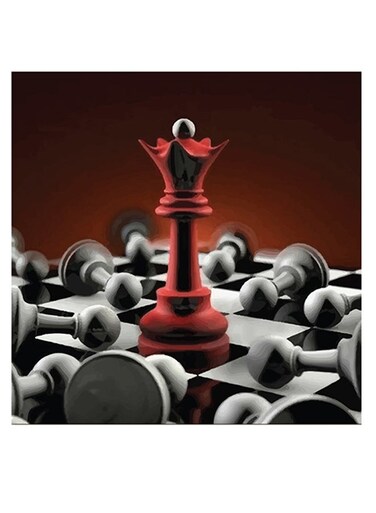 Chess Themed Wall Art Black/Red/Grey 30x30cm