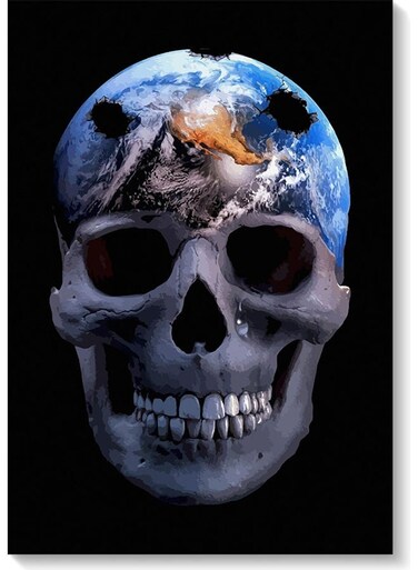 Skull Earth Themed Wall Art Painting Multicolour 40x60cm
